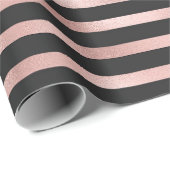 Modern Faux Roos Gold Foil & Black Stripes Cadeaupapier (Rol Hoek)