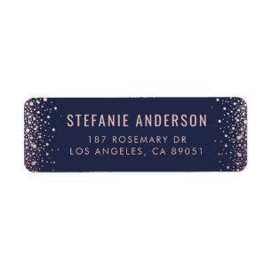 Modern Faux Roos Gold Foil Confetti Stippen Wedden Etiket