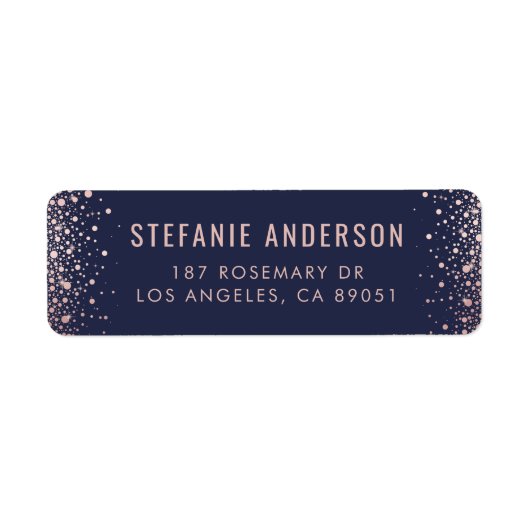 Modern Faux Roos Gold Foil Confetti Stippen Wedden Etiket (Voorkant)