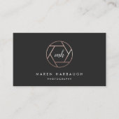 Modern Faux Roos Gold Fotograaf Monogram Logo Visitekaartje (Voorkant)