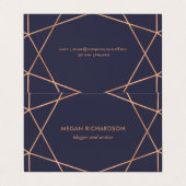 Modern Faux Roos Gold Geometric in Midnight Blue Visitekaartje (Buitenkant ongevouwen)