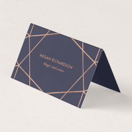 Modern Faux Roos Gold Geometric in Midnight Blue Visitekaartje