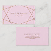 Modern Faux Roos Gold Geometric op Blush Pink Visitekaartje (Voorkant / Achterkant)