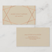 Modern Faux Roos Gold Geometric op Chic Beige Visitekaartje (Voorkant / Achterkant)