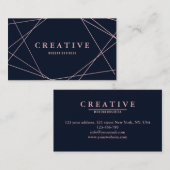 Modern Faux Roos Gold Geometric op Navy Blue Visitekaartje (Voorkant / Achterkant)