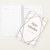 Modern Faux Roos Gold Geometric op White Planner (Display)