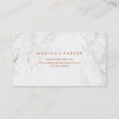 Modern Faux Roos Gold Geometric op witte marmer Visitekaartje (Achterkant)