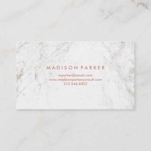 Modern Faux Roos Gold Geometric op witte marmer Visitekaartje (Achterkant)