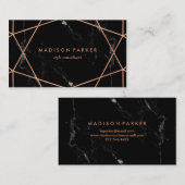Modern Faux Roos Gold Geometric op zwarte marmer Visitekaartje (Voorkant / Achterkant)