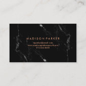 Modern Faux Roos Gold Geometric op zwarte marmer Visitekaartje (Achterkant)