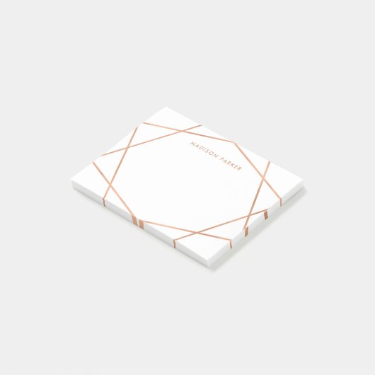 Modern Faux Roos Gold Geometric Post-it® Notes (Schuin)