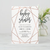 Modern Faux Roos Gold Geometrisch | BABY SHOWER Kaart (Staand voorkant)