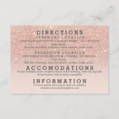 Modern faux roos gold glitter details bruiloft informatiekaartje (Voorkant)