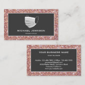 Modern Faux Roos Gold Glitter Face Mask Visitekaartje (Voorkant / Achterkant)