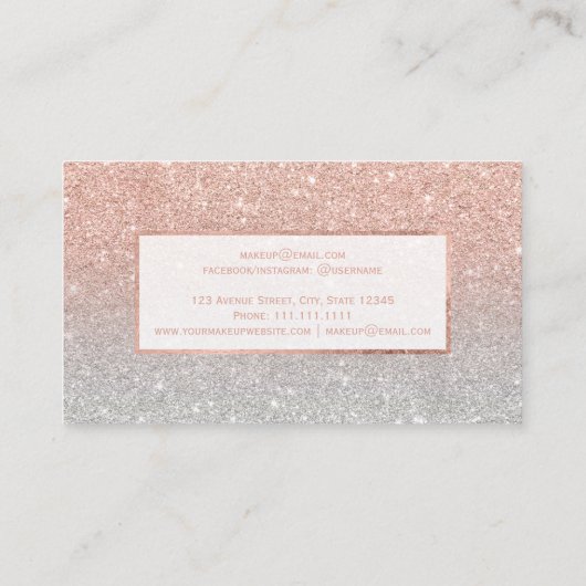 Modern faux roos Gold glitter Silombre make-up Visitekaartje (Achterkant)