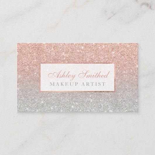 Modern faux roos Gold glitter Silombre make-up Visitekaartje (Voorkant)