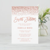 Modern Faux Roos Gold Glitter Sweet 15 verjaardag Kaart (Staand voorkant)