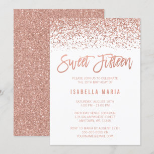 Modern Faux Roos Gold Glitter Sweet 15 verjaardag Kaart