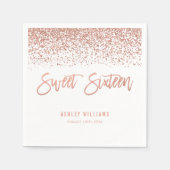 Modern Faux Roos Gold Glitter Sweet 16 Birthday Servet (Voorkant)