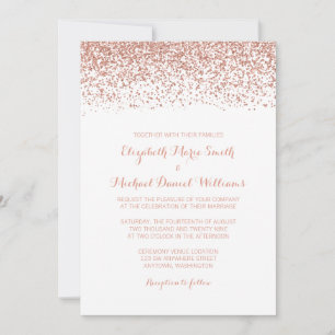 Modern Faux Roos Gold Glitter Wedding Invitting Kaart