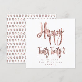 Modern Faux Roos Gold Happy Nieuwjaar 2022 Feestdagenkaart