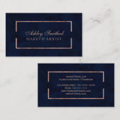 Modern faux roos gold lijst navy waterverf make-up visitekaartje (Voorkant / Achterkant)