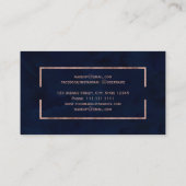 Modern faux roos gold lijst navy waterverf make-up visitekaartje (Achterkant)