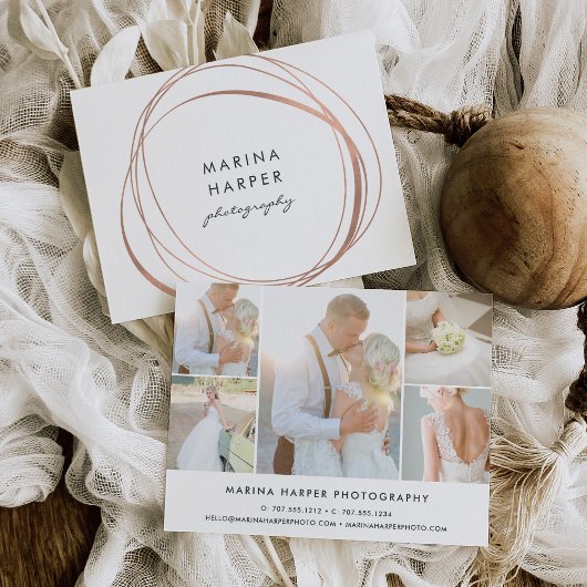 Modern Faux Roos Gold Logo 5-fotocollage Briefkaart