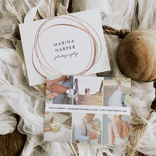 Modern Faux Roos Gold Logo 6-foto Briefkaart