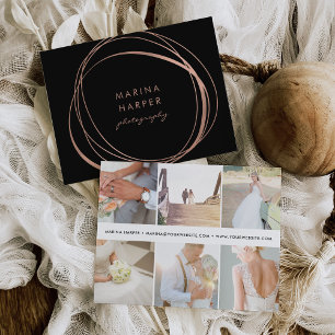 Modern Faux Roos Gold Logo Briefkaart