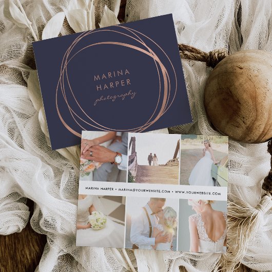 Modern Faux Roos Gold Logo Briefkaart