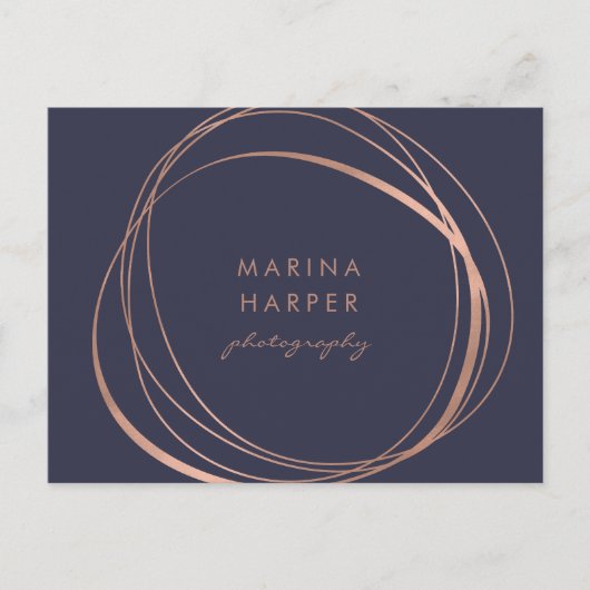 Modern Faux Roos Gold Logo Briefkaart (Voorkant)