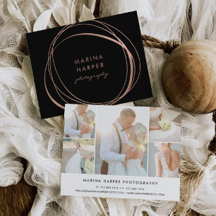 Modern Faux Roos Gold Logo Foto Collage Briefkaart