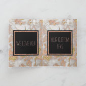 Modern Faux Roos Gold Marble Swirl Monogram Kaart (Binnen)