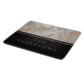Modern Faux Roos Gold Marble Swirl Monogram Snijplank (Hoek)