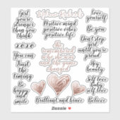 Modern Faux Roos Gold Motivatie Quotes Pack Sticker (Vel)