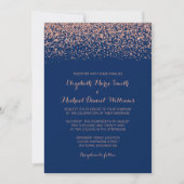 Modern Faux Roos Gold Navy Blue Glitter Wedding Kaart (Voorkant)