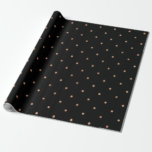 Modern Faux Roos Gold Polka Dots on Black Cadeaupapier