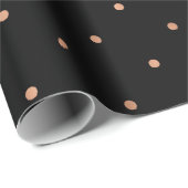 Modern Faux Roos Gold Polka Dots on Black Cadeaupapier (Rol Hoek)