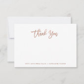 Modern Faux Roos Gold Script Bedankkaart (Voorkant)