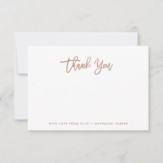 Modern Faux Roos Gold Script Bedankkaart (Voorkant)