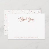 Modern Faux Roos Gold Script Bedankkaart (Voorkant / Achterkant)