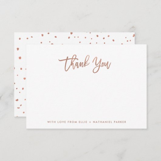 Modern Faux Roos Gold Script Bedankkaart (Voorkant / Achterkant)