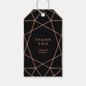 Modern Faux Roos Goud Geometrisch op Zwart Cadeaulabel (Voorkant)