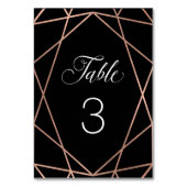 Modern Faux Roos Goud Geometrisch op Zwart Kaart (Voorkant)