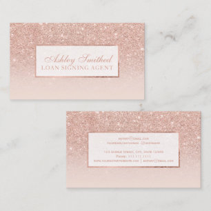 Modern faux roos goud glitter blush ombre notaris visitekaartje
