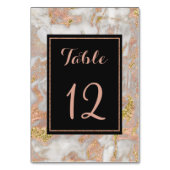 Modern Faux Roos Goud Marmer Bruiloft Tafel Nummer Kaart (Voorkant)