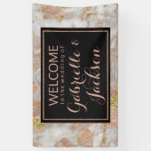 Modern Faux Roos Goud Marmer Bruiloft Welkom Spandoek (Verticaal)