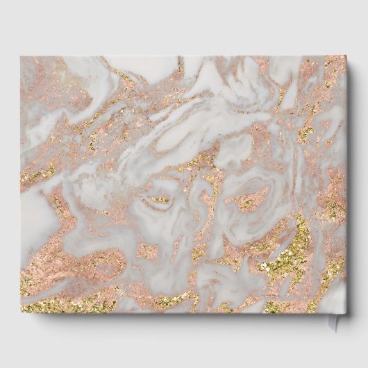 Modern Faux Roos Goud Marmer Gepersonaliseerde bru Gastenboek (Achterkant)