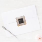 Modern Faux Roos Goud Marmer Monogram Bruiloft Vierkante Sticker (Envelop)